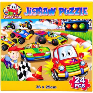 Funny Car Racing Jigsaw Puzzle 24 Pieces 36 x 25cm (144 Pieces)