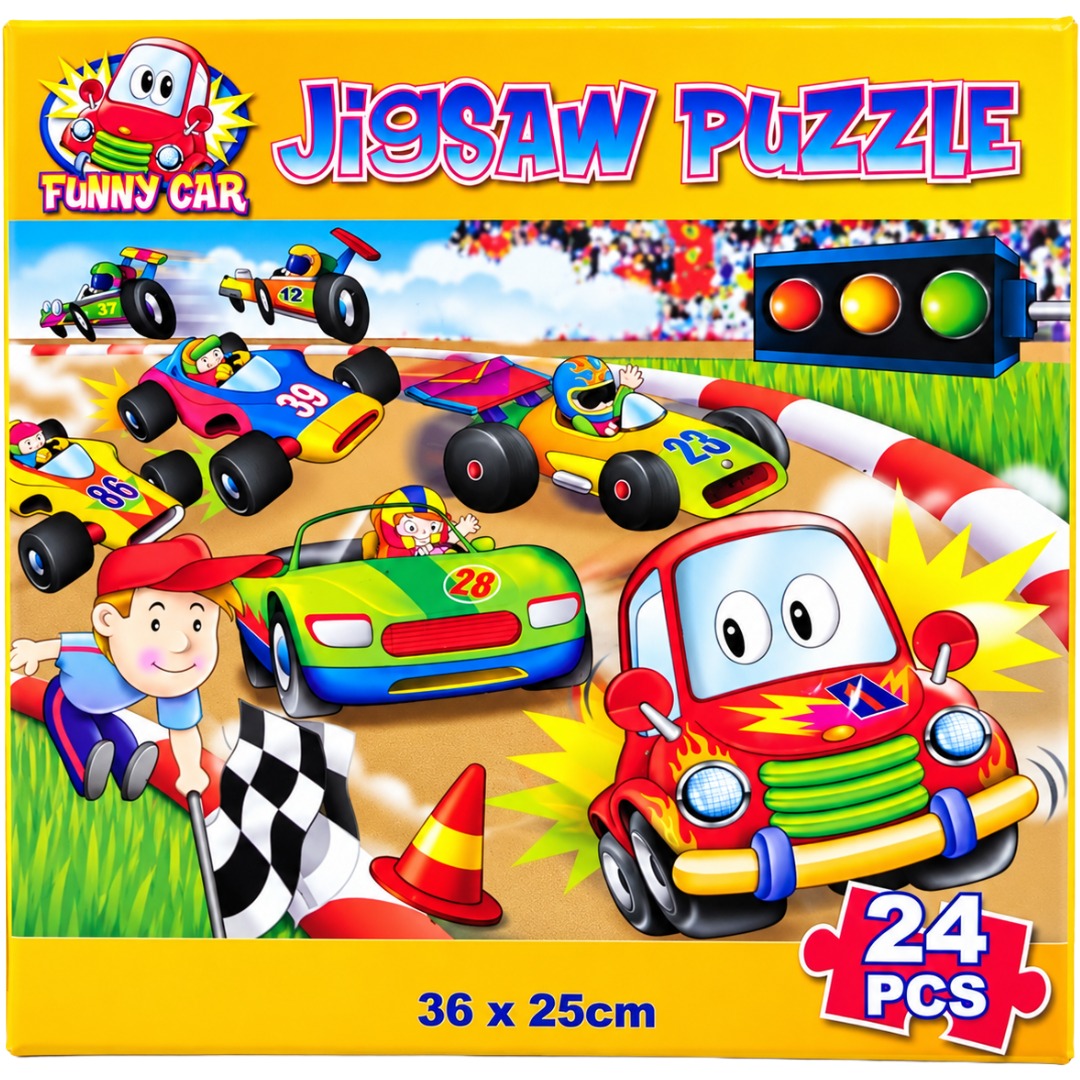 Funny Car Racing Jigsaw Puzzle 24 Pieces 36 x 25cm (144 Pieces)