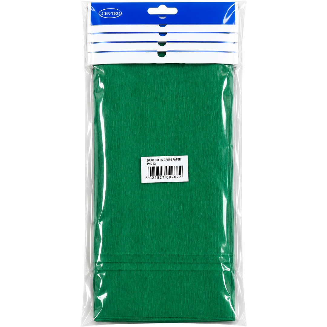 Dark Green Crepe Paper 1.5M x 50cm (12pk)