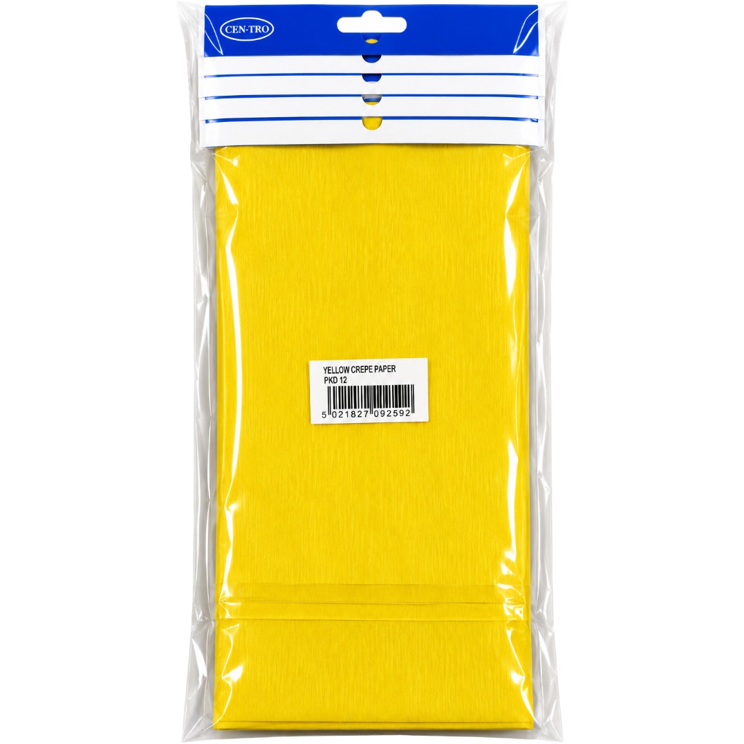 Yellow Crepe Paper 1.5M x 50cm (12pk)