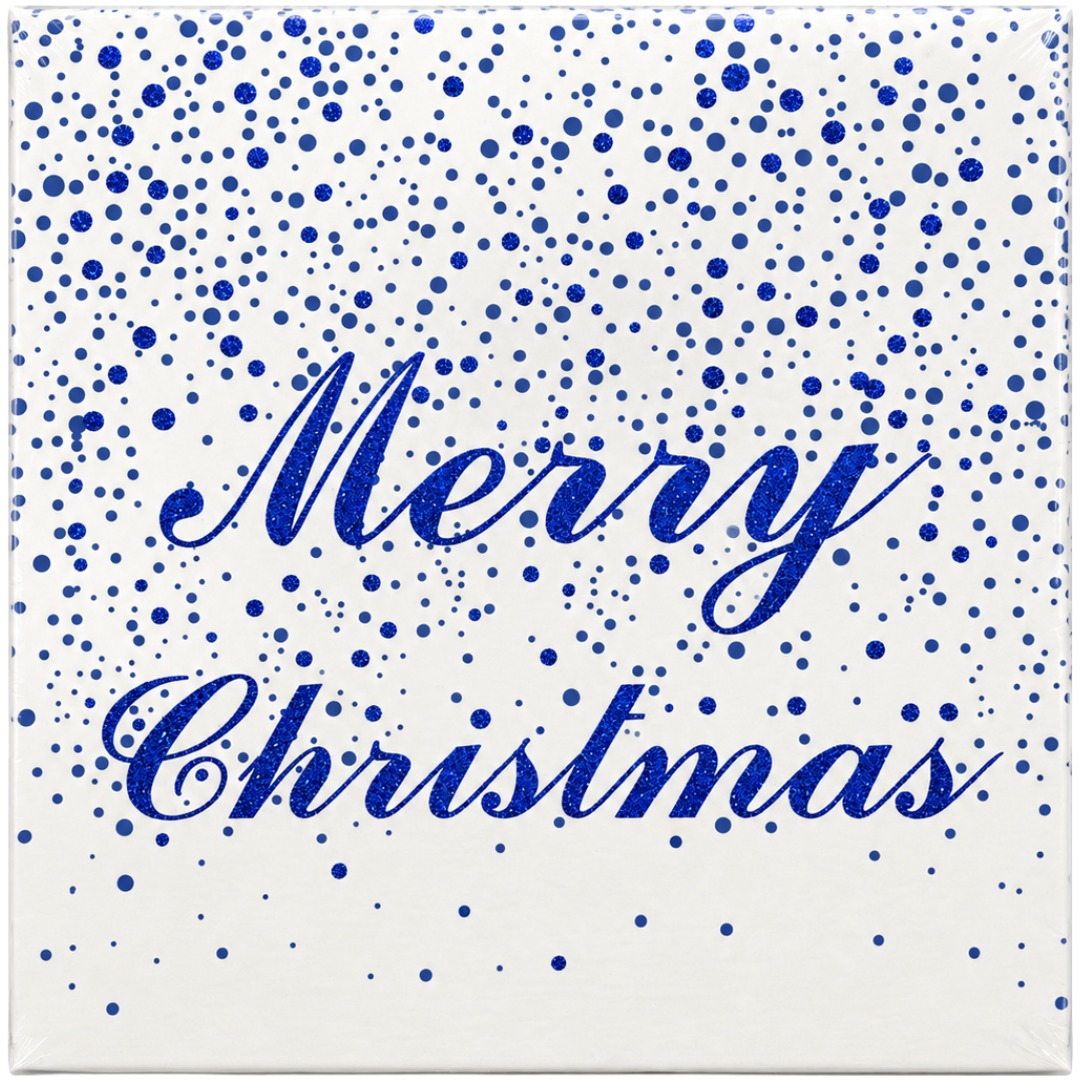 Set of 3 Merry Christmas Blue Glitter Gift Boxes