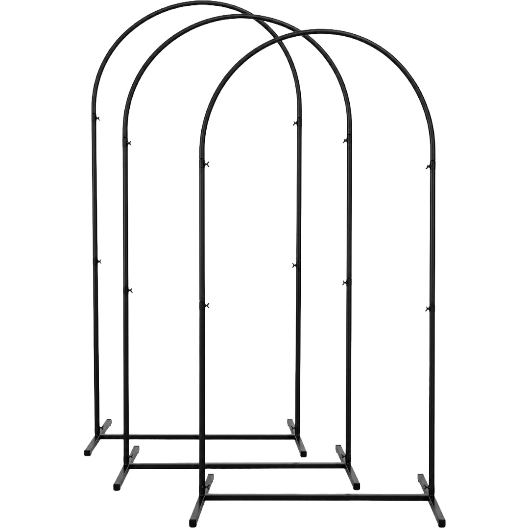 Set Of 3 Black Metal Arch Backdrop Stands