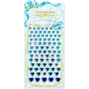 Blue & Silver Hearts Self Adhesive Rhinestone Gem Stickers