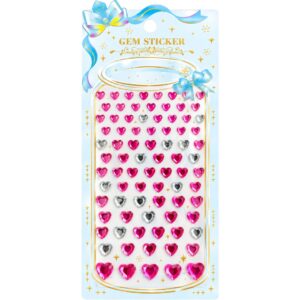 Pink & Silver Hearts Self Adhesive Rhinestone Gem Stickers