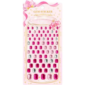 Pink & Silver Rectangular Self Adhesive Rhinestone Gem Stickers