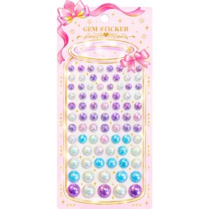 Purple & Pearl White Iridescent Self Adhesive Rhinestone Gem Stickers