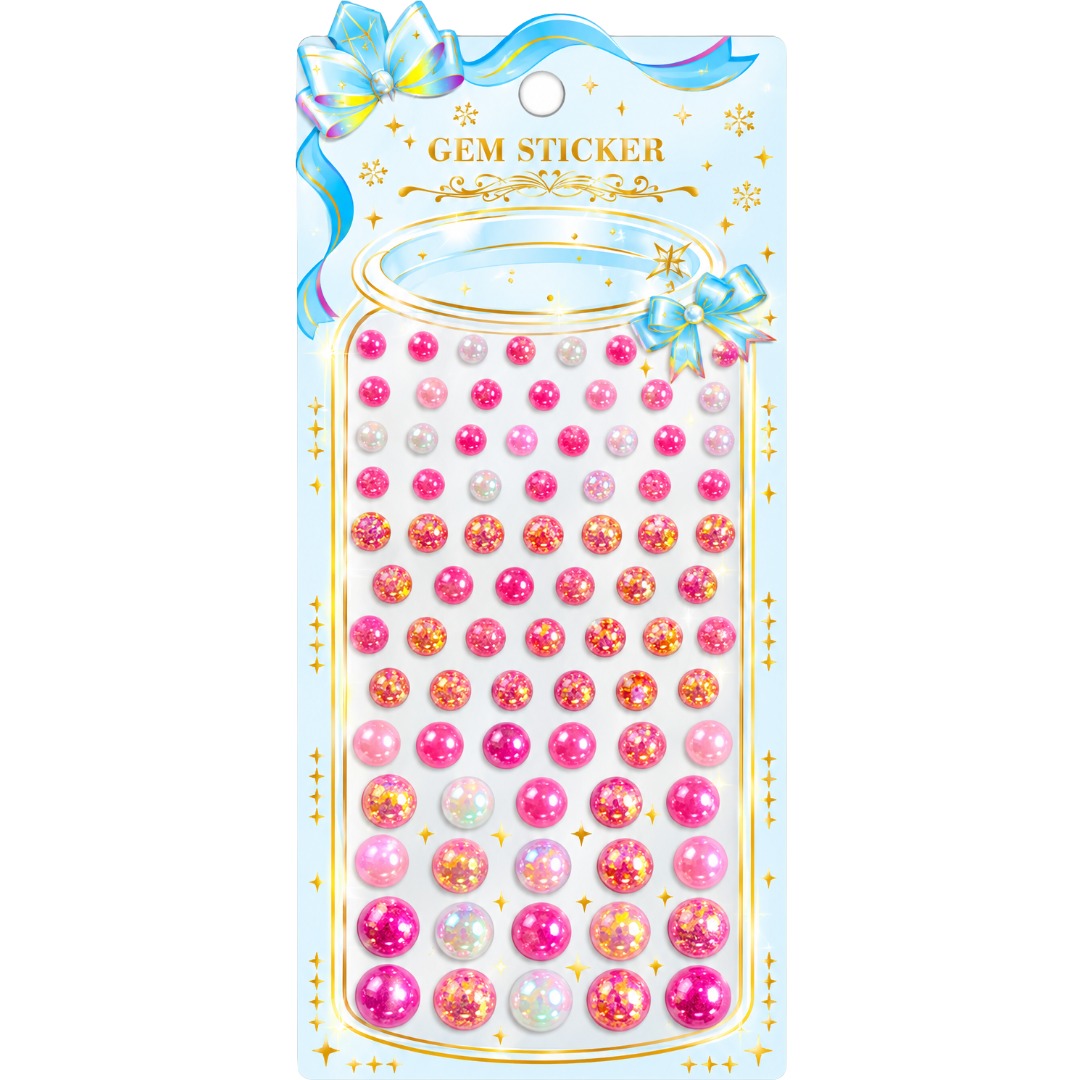 Pink & Gold Iridescent Self Adhesive Rhinestone Gem Stickers