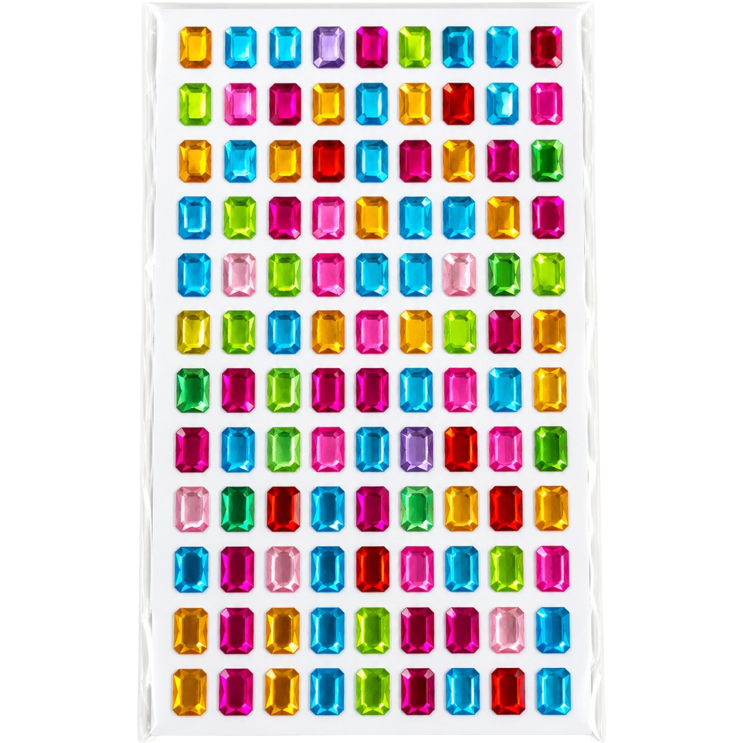 Small Assorted Self Adhesive Rectangular Gemstone Stickers