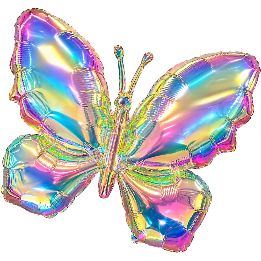 B4U 74x100cm Iridescent Butterfly Foil Balloon (Airfill Only)