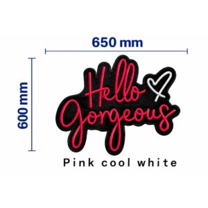 Hello Gorgeous Neon Sign - Pink & Cool White 60x65cm