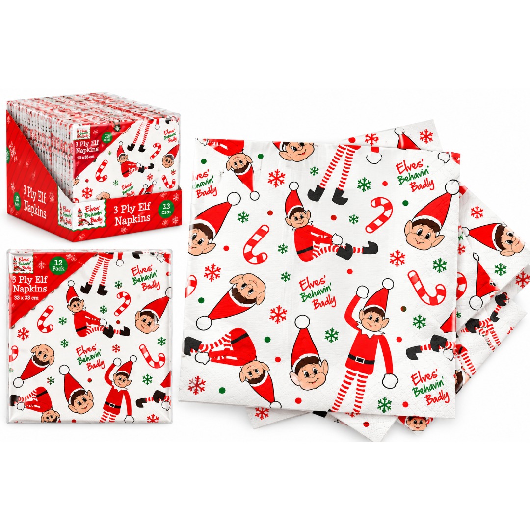 3 Ply Elf Napkins 30 x 33cm (12 Pieces)