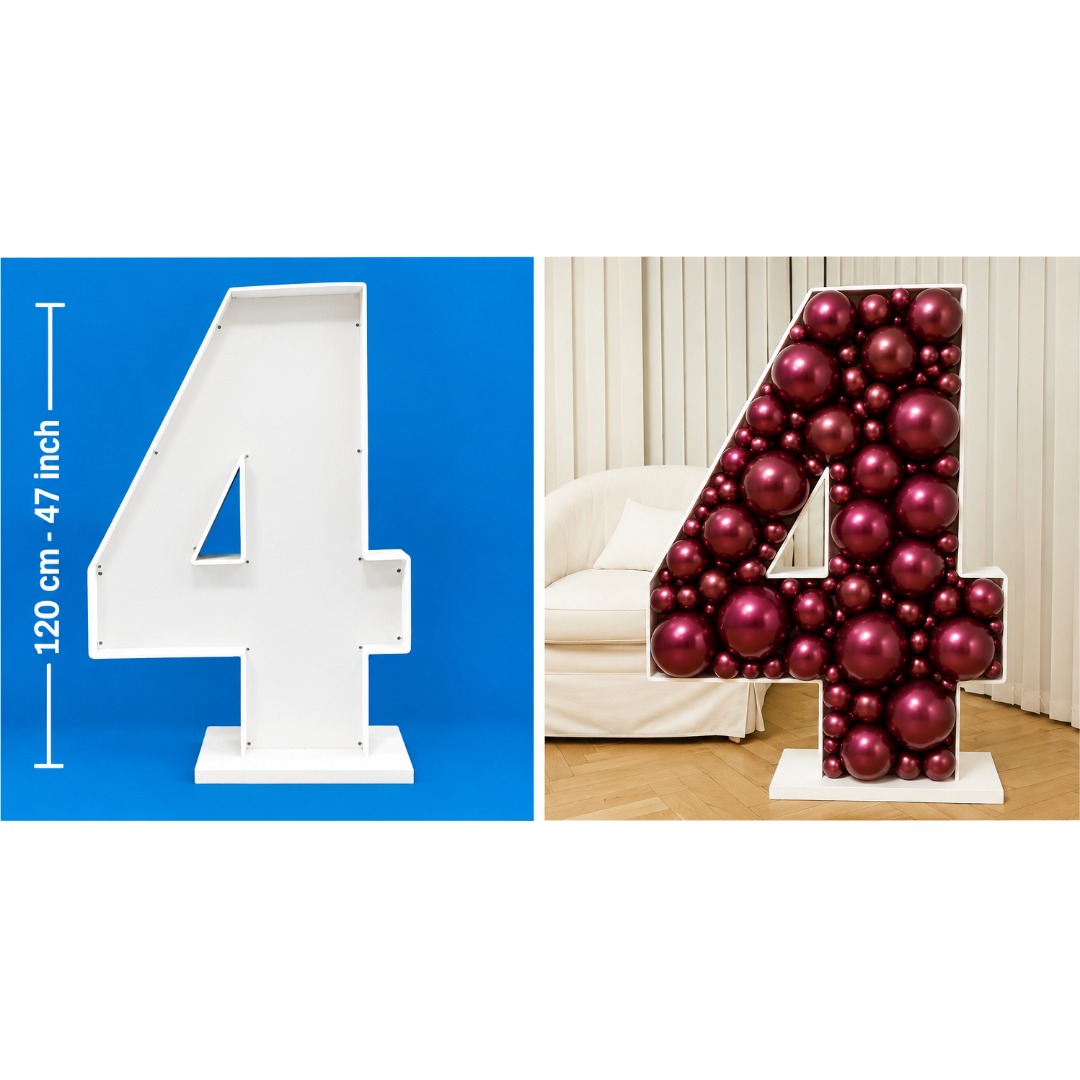 120cm Number 4 Balloon Mosaic Frame