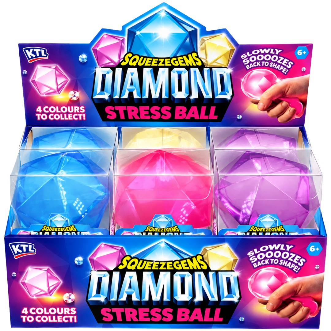 KTL SqueezeGems Diamond Stress Ball – 4 Assorted Colours