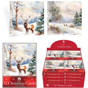 12 XMAS Cards, Acetate - Deer Scene (24pk)