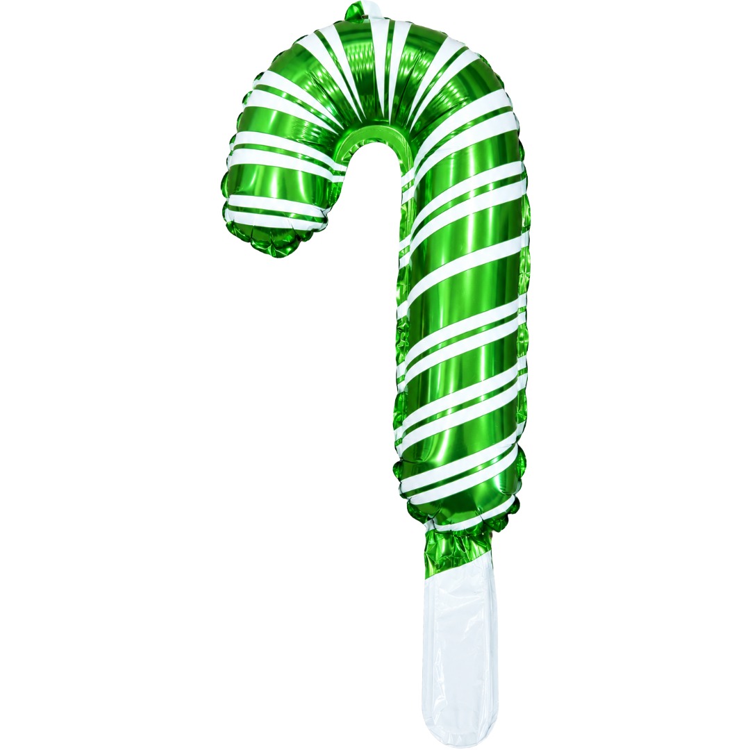 B4U Exclusive 14 inch Green & White Candy Cane Foil Balloon
