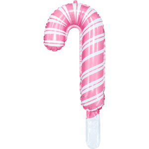 B4U Exclusive 14 inch Pink & White Striped Candy Cane Foil Balloon