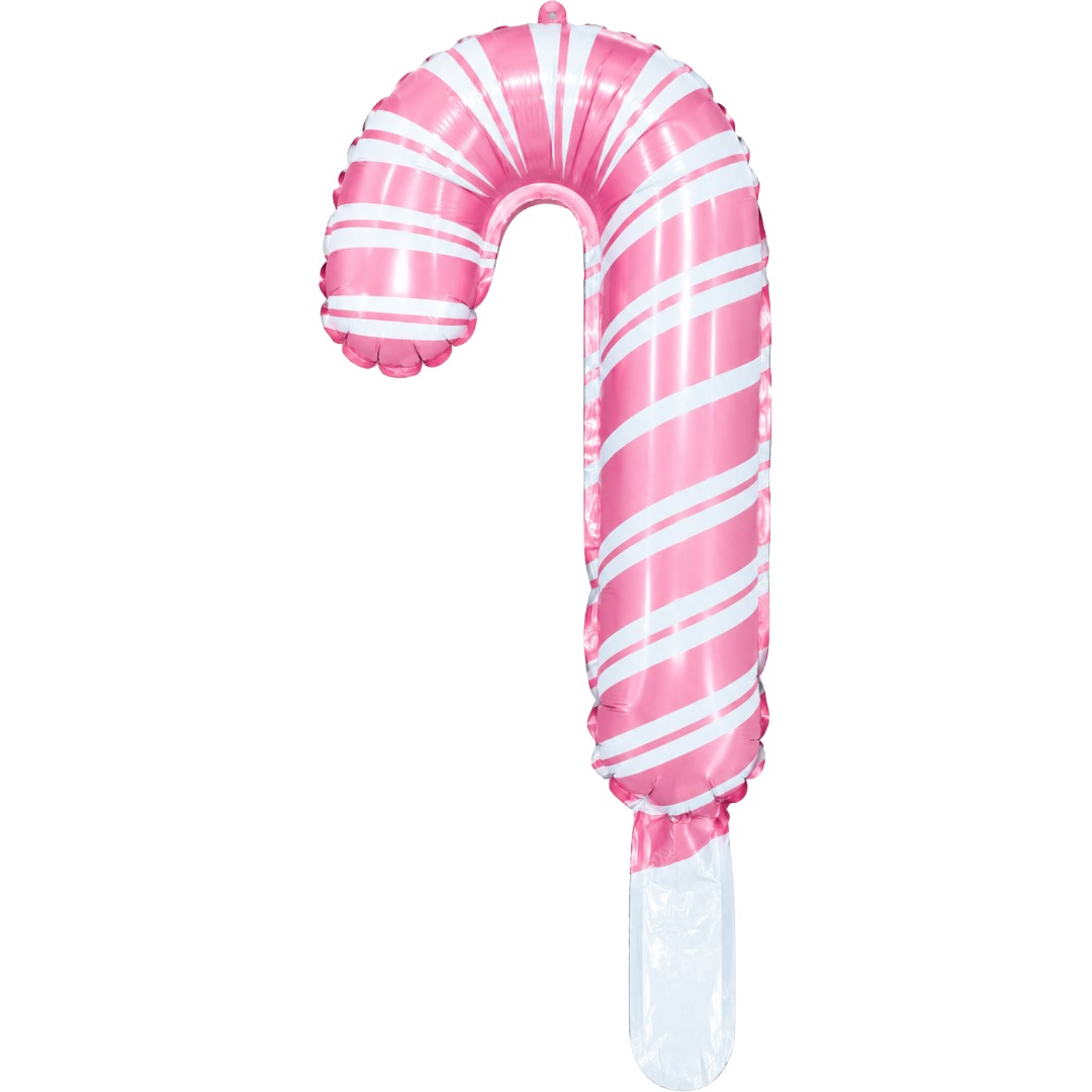 B4U Exclusive 14 inch Pink & White Striped Candy Cane Foil Balloon