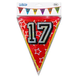 Boland 8m Holographic 17th Birthday Party Bunting Banner Multicolour (12pk)