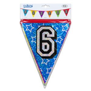 Boland 8m Holographic 6th Birthday Party Bunting Banner Multicolour (12pk)