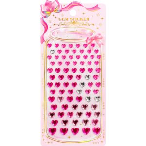 Pink & Silver Hearts Self Adhesive Rhinestone Gem Stickers