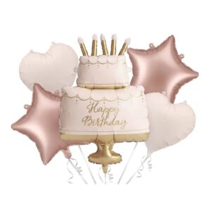 Party Deco Pastel Cake Happy Birthday Set Foil Balloons (5)