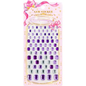 Purple & Silver Rectangle Self Adhesive Rhinestone Gem Stickers