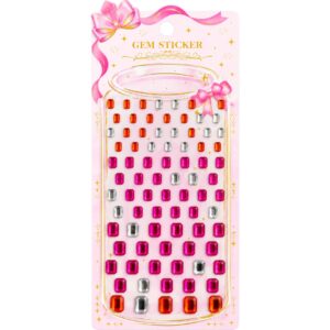 Pink - Orange & Silver Rectangle Self Adhesive Rhinestone Gem Stickers