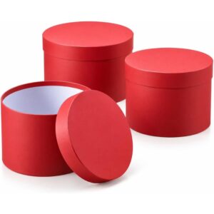 Set Of 3 Hat Boxes Red