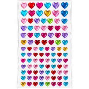 Small Assorted Self Adhesive Hearts Gemstone Stickers