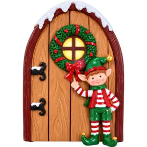 Christmas Elf Door with Wreath & Snow Decoration