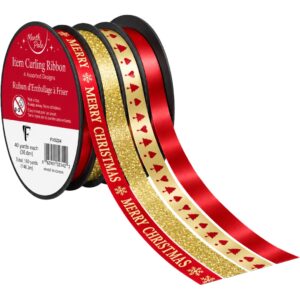 16cm Red & Gold Merry Christmas Curling Ribbon